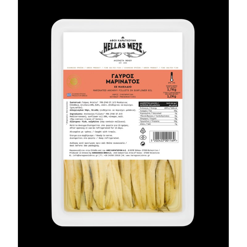 1,2 kg FILETS D’ANCHOIS GRECS À L’HUILE – MER IONIENNE